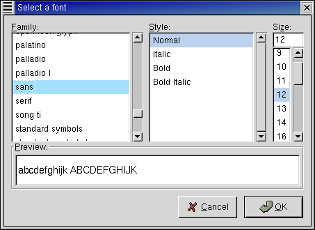 FontSelectionDialog